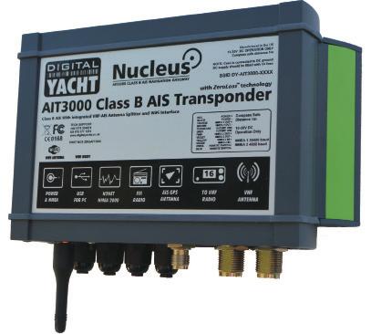 AIS SYSTEMS AIT3000 NUCLEUS CLASS B AIS TRANSPONDER The AIT3000 integrates a Class B AIS transponder with a ZeroLoss VHF-AIS splitter and full featured interface including NMEA0183, NMEA2000, USB and