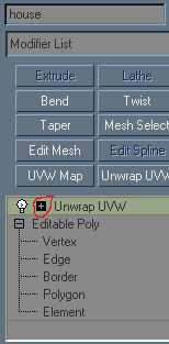 "unwrap UVW" a new line appears in the stack, "select face"
