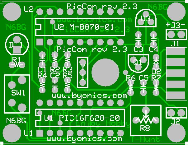 Printed Circuit Board The PicCon printed circuit board (PCB) is double