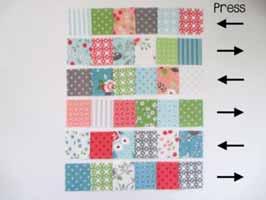 Sew the six rows together and press all the seams down.