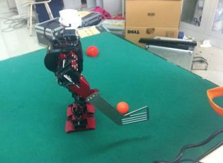 Adjusting position and hitting the ball The final shooting process is again with the aim to the golf ball for fine tuning the robot s location, in order to