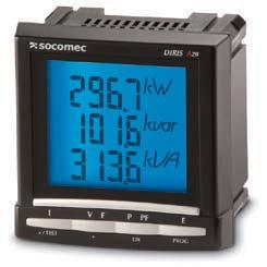 Diris A20 - Multifunction Meter 1 2 3 4 5 1. Backlit LCD display. 2. Direct access key for currents (instantaneous and max. values), current THD and set up wiring correction. 3. Direct access key for voltages, frequency and voltage THD.