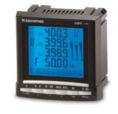 Diris A40/41 - Multifunction Meters 1 2 3 4 5 6 7 1. Backlit LCD display. 2. Direct access key for currents and setup wiring correction. 3. Direct access key for voltages and frequency. 4. Direct access key for active, reactive and apparent power and power factor.