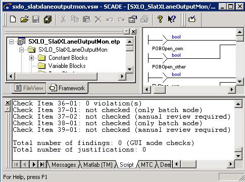 Model Review: DAs SCADE StyleChecker Automatic check of 26 rules of the DAs SCADE Development Standard Checks generation options, modeling elements, complexity restrictions, naming conventions,