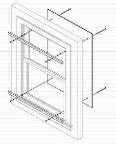 DOUBLE HUNG WINDOW (GLASS PANES BROKEN/REMOVED) 16. TOOLS AND HARDWARE REQUIREMENTS 3/8 carriage bolts (Length determined per window depth.) Washers. Nuts. 17.