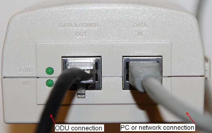 PTP 250 User Guide Connecting to the unit Connecting to the PC and powering up CAUTION Ensure AC power is supplied to the PoE power supply using an AC cable with an appropriate ground connection