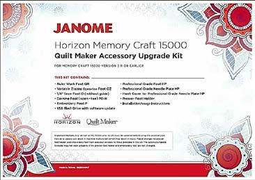 Quilt Maker Accessory Upgrade Kit This kit is for MC15000 version 2.11 or any previous version.
