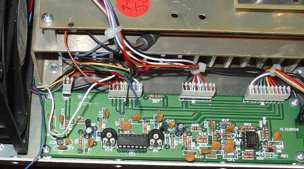 The amp-keying input from the phono jack on the rear of the ALS-600 amplifier is a blue wire that connects to J4 on the bottom amplifier pc board.