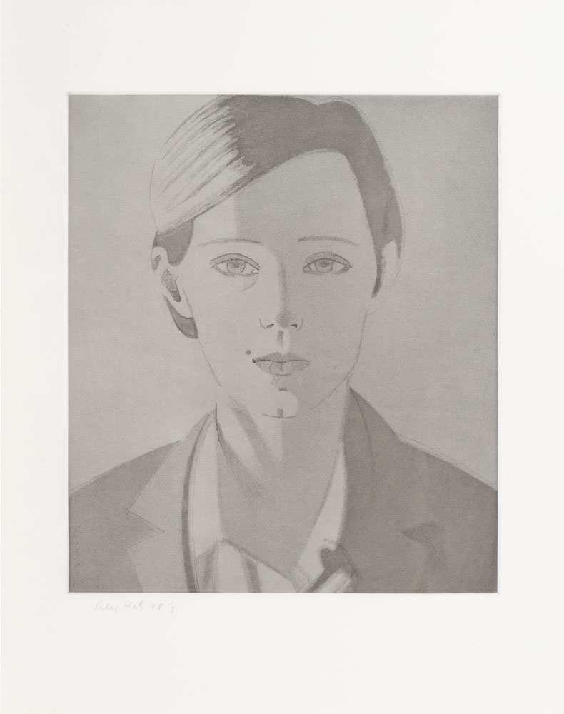 delicacy of the lines. Alex Katz, Portrait de femme, 1988, 41.2x47.7cm, signed and numbered engraving. Jim Dine American Artist.