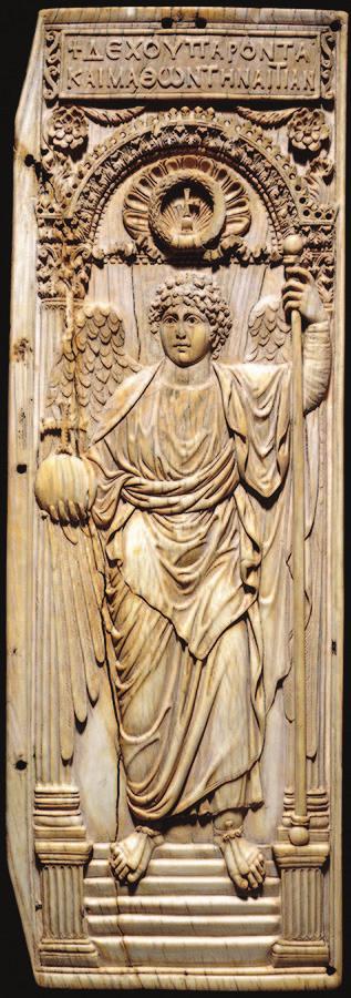 2010 AP ART HISTORY FREE-RESPONSE QUESTIONS 3. The work shown is a sixth-century ivory relief depicting Saint Michael the Archangel.