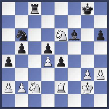 34.Nxc2 Nb6 35.Ne6 Rc8 36.Re2 Bf6 {Black makes the decision to preserve his Bishop from exchange. Note the three square diagonal between the White Knight and the Black Rook and Black King.