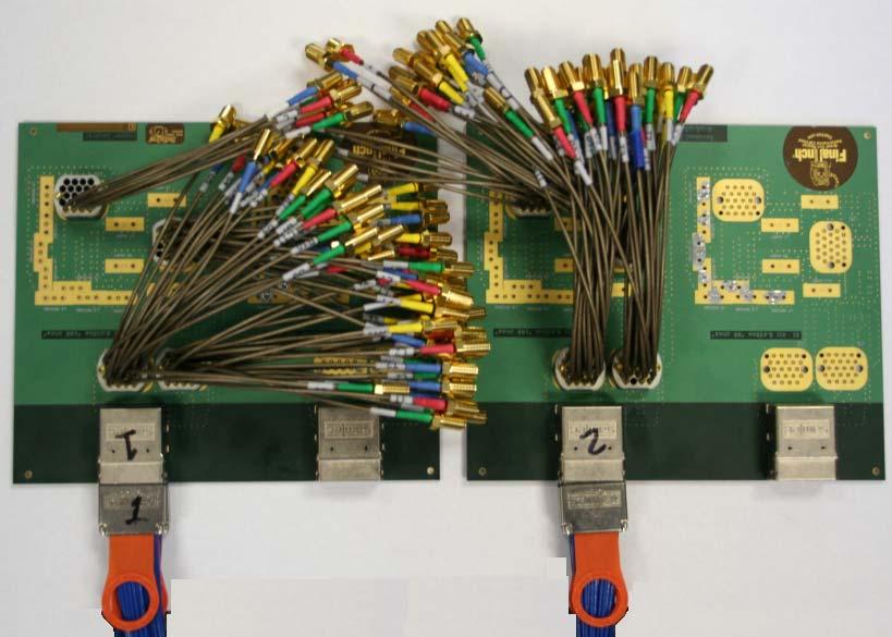 Figure 12: Test PCBs and HDLSP cable assembly. The cable assembly terminations had a particular signal/ground line configuration.