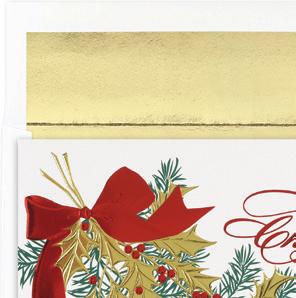Christmas Holly Gold & Red Foil