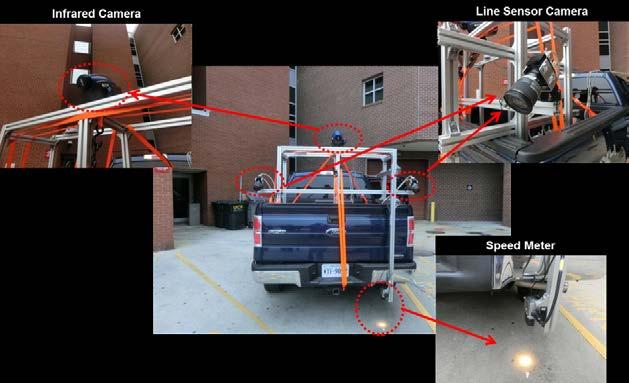 by the line sensor camera system. Fig.2: Truck-Mounted Line Sensor Cameras and Infrared Camera (A Large Crack Width Ruler) Fig.