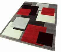 Page 6 Tempo Squares Collection Modern frieze rug with carving BLACK/ RED 67x120 /