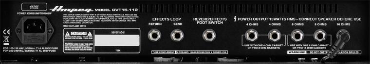 and effects loop on/off (sold separately) Dimensions (H x W x D inches):