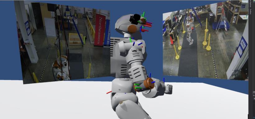 Figure 4. Viewing multiple camera viewpoints. Both windows are from cameras placed external to the robot.