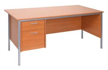 00 frame, autumn beech Height adjustable feet Pedestal can be fitted either side 2 drawer pedestal for A4 or