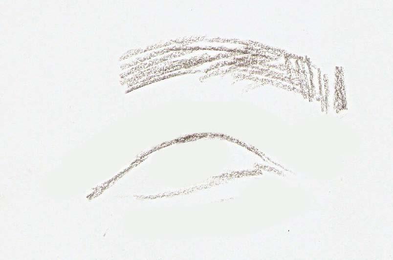 The next step once you have found the turning points is to simply sketch the outline of the eye, and the confirmed part of the eyebrow. Below is a simple example to show you exactly what I mean.