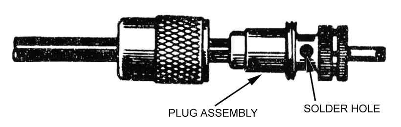 Slide coupling ring and adapter on cable. 5. Screw coupling ring on plug assembly.