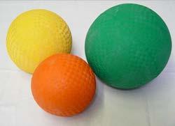Rubber practice baseballs, softballs, lacrosse, cricket or T-Balls (need to bounce).