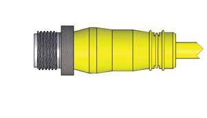 Resistant Yellow PVC Insulator: Polyamide Coupling Nut: Nickel Plated Brass Cable: Oil Resistant Gray PVC Jacket, Rated at 0V, 80ºC, AWG Tinned Copper Power Pair AWG Tinned Copper Data Pair