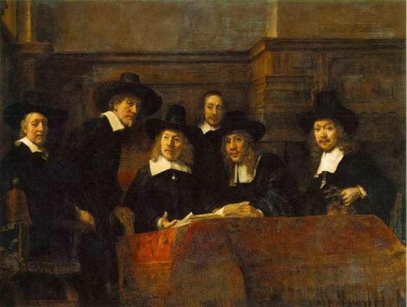 Masters of the Cloth Guild by Rembrandt Rembrandt specialized in Portraiture, Genre (scenes of everyday life), Still-life, and