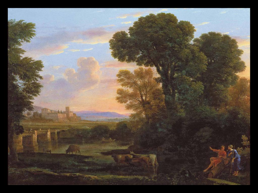 Claude Lorrain. A Pastoral Landscape. c. 1650. 15 1/2 x 21 in. A pastoral is a landscape that has been tamed.