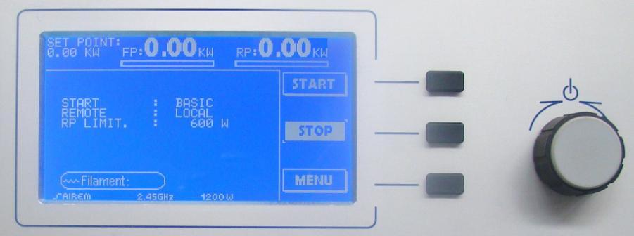 CONTROL AND OPERATION OF MICROWAVE GENERATORS WITH DIGITAL DISPLAY GMP 60K SM 56T400 FST 3 IR The generator with digital front panel is wholly operated in local mode from the control panel located at