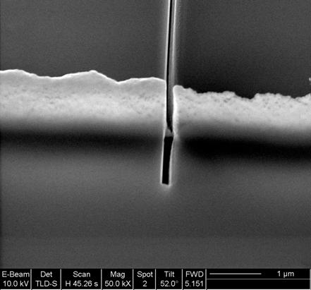 For the angled cut, an etch depth of.9 µm was selected which took about 5 minutes to complete.