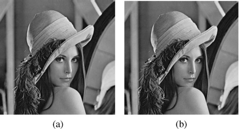 356 IEEE TRANSACTIONS ON CIRCUITS AND SYSTEMS FOR VIDEO TECHNOLOGY, VOL. 16, NO. 3, MARCH 2006 Fig. 2. Lena image: (a) original, and (b) marked (PSNR = 48:2 db).