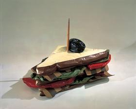 Claes Oldenburg, Giant BLT (Bacon, Lettuce, and Tomato Sandwich), 1963. Vinyl, kapok fibers, painted wood, and wood, 32 39 29 in. (81.3 99.1 73.7cm).