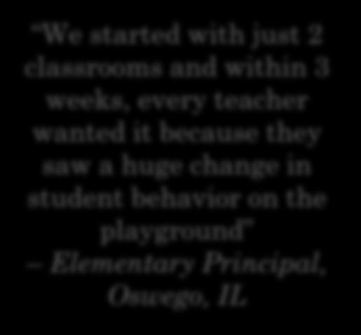 because they saw a huge change in student behavior on the playground Elementary Principal, Oswego, IL