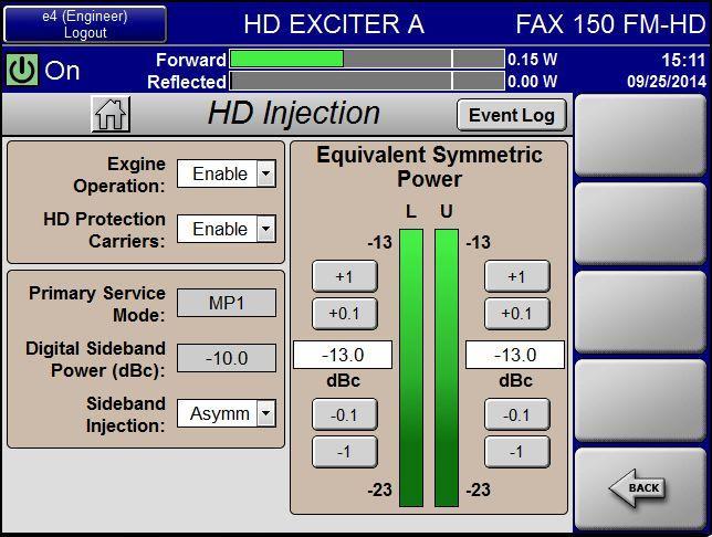 Control of the HD signal generation within the G4 Exgine is managed through the HD Injection GUI page.