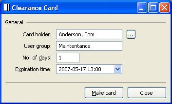 2.3.2 Clearance card Clearance cards are always magnetic/ultralight/1k cards. A clearance card is used to cancel the latest used guest card from a lock and to revoke privacy.