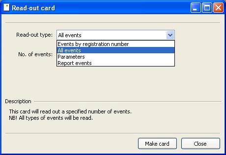 2.3.7 Read-out card Read-out cards, which are always smart/4k/cryptorf cards, are used to fetch information stored in the lock. A read-out card can hold around 300 events.