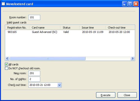 5.5 Move/extend card If a guest or guest party wants to change rooms and/or extend the validity of the guest card(s), this can be done without the guests needing to update their cards at the