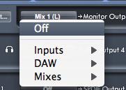 Clicking on the box to the left of the output label will bring up a list of all available audio output sources.