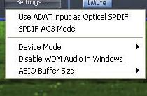 Mac Windows Use Optical ADATs as S/PDIF Here you can set the format of the optical digital input/output socket. It can either be an ADAT stream or an S/PDIF stream.