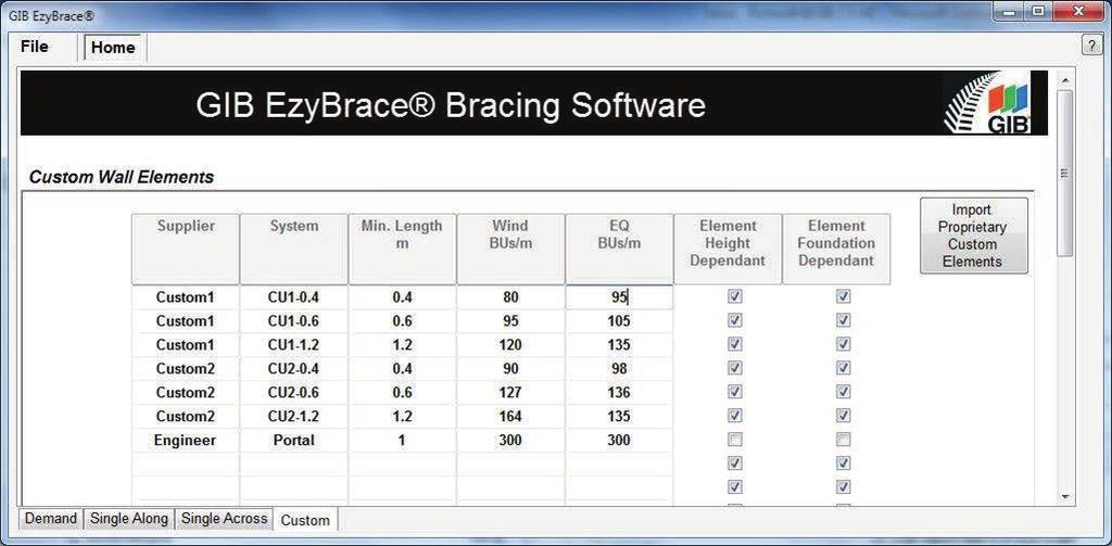 symbol which displays a window with further information. The GIB EzyBrace 2016 software has a number of options that can be accessed via the File tab at the top left hand corner of the window.