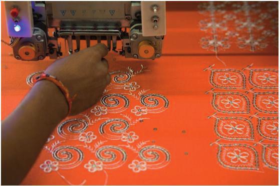 12 Question 4 is about production methods and manufacturing techniques. You should spend about 15 minutes on this question. 4 The photograph below shows computerised embroidery in a textile factory.
