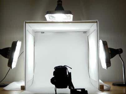 (left), or a homemade lightbox with