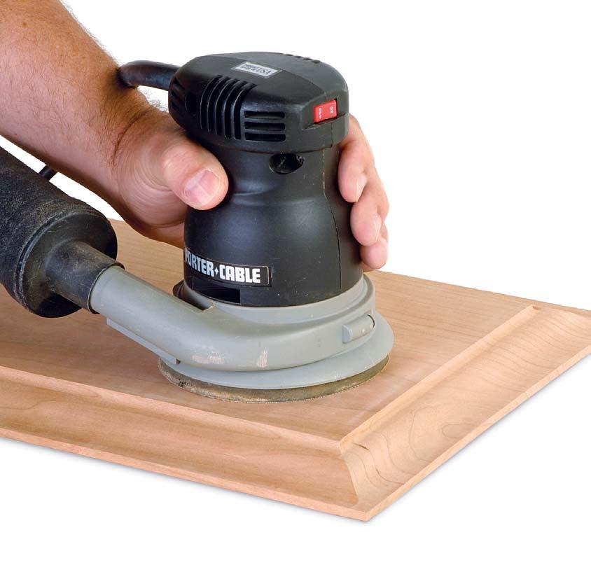 Sanding with power POWER-SANDING FLAT SURFACES LARGE PANELS With their wide contact surfaces, random-orbit sanders are naturally at home on large panels.