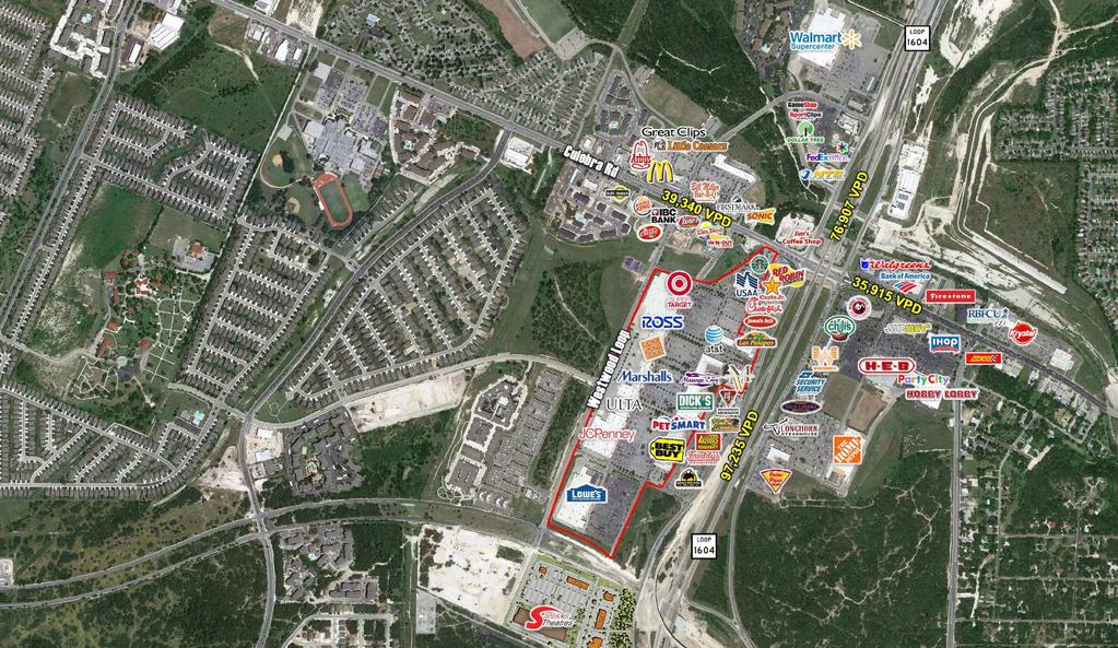 OVERVIEW 950,000 Shopping Center located at the SWC of Loop 1604 & Alamo Ranch Parkway Northwest San Antonio s Premier Regional Shopping Center Major power center anchored by Super Target, JCPenney,
