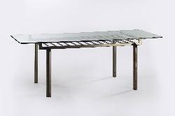 46 cm Herbert Jacob Weinand_ Bullet-Proof Glass Table, 1983 Bullet-proof glass & Varnished Iron Piping 29.