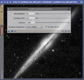 The image was still distinctly warm and a preview placed over the galaxy was used to set a neutral color reference for the entire image for the ColorCalibration tool.