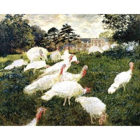 In the picture of turkeys below by Monet, you can see the Impressionist style.