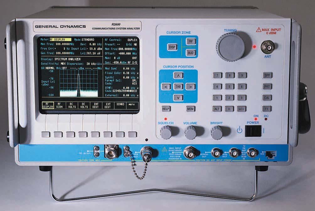 R2600 Series Communications System Analyzers 1 2 3 4 5 7 6 10 11 8 12 13 9 Features/Benefits 1) Display Zone for presentation of test data and waveforms 2) RF Control Zone for selecting RF test