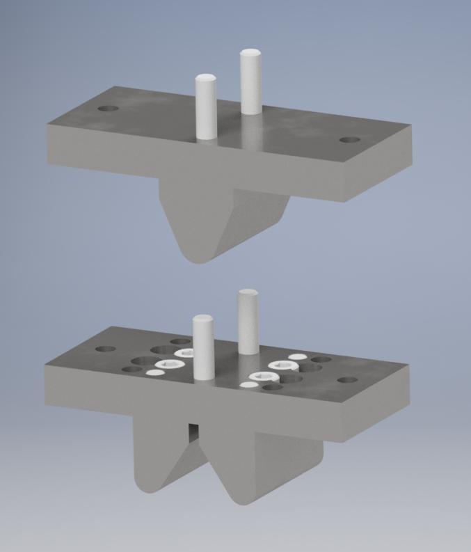 Figure 4: Third and Quarter Spacing for Four-Point Bending 4 Loading rollers were designed to be adjustable to support both quarter and third spacing for each specimen depth and are aligned by