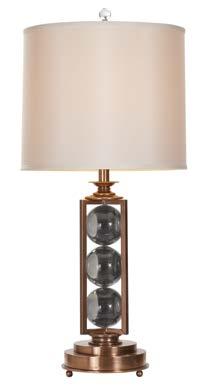 Hickory Chair Lighting & Accents Collection 8000-07 Abby Table Lamp overall: w15¾ d15¾ h31¾ shade: dia 15¾ h11 Vintage Gold finish with a cream drum lamp shade and small turned Satin Brass finial